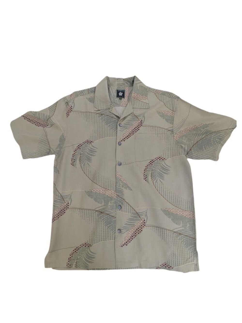 Aureus Silk Hawaiian Shirt Sage Green Coastal Resort Dadcore Eclectic Size M